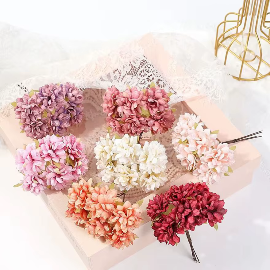 Fleurs artificielles En Soie Oeillet Mini Bouquet Jardin En Plein Air De Mariage Guirlande Maison Vase Table Decorat Scrapbook Ornements De Mariée
