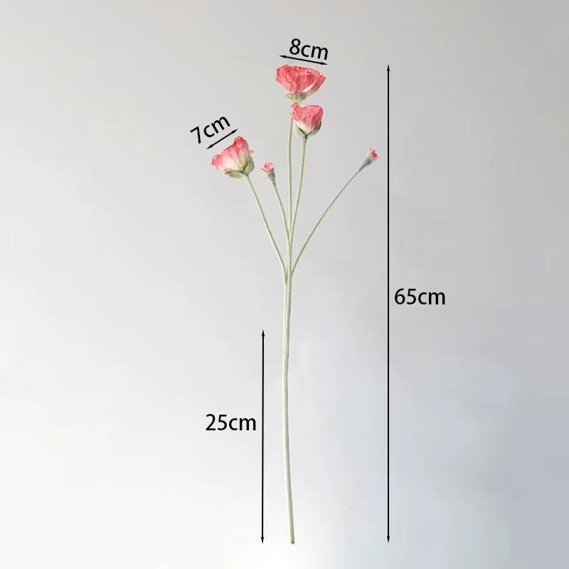 PopMED-Fleur artificielle floquée de coquelicot pour décoration de mariage
