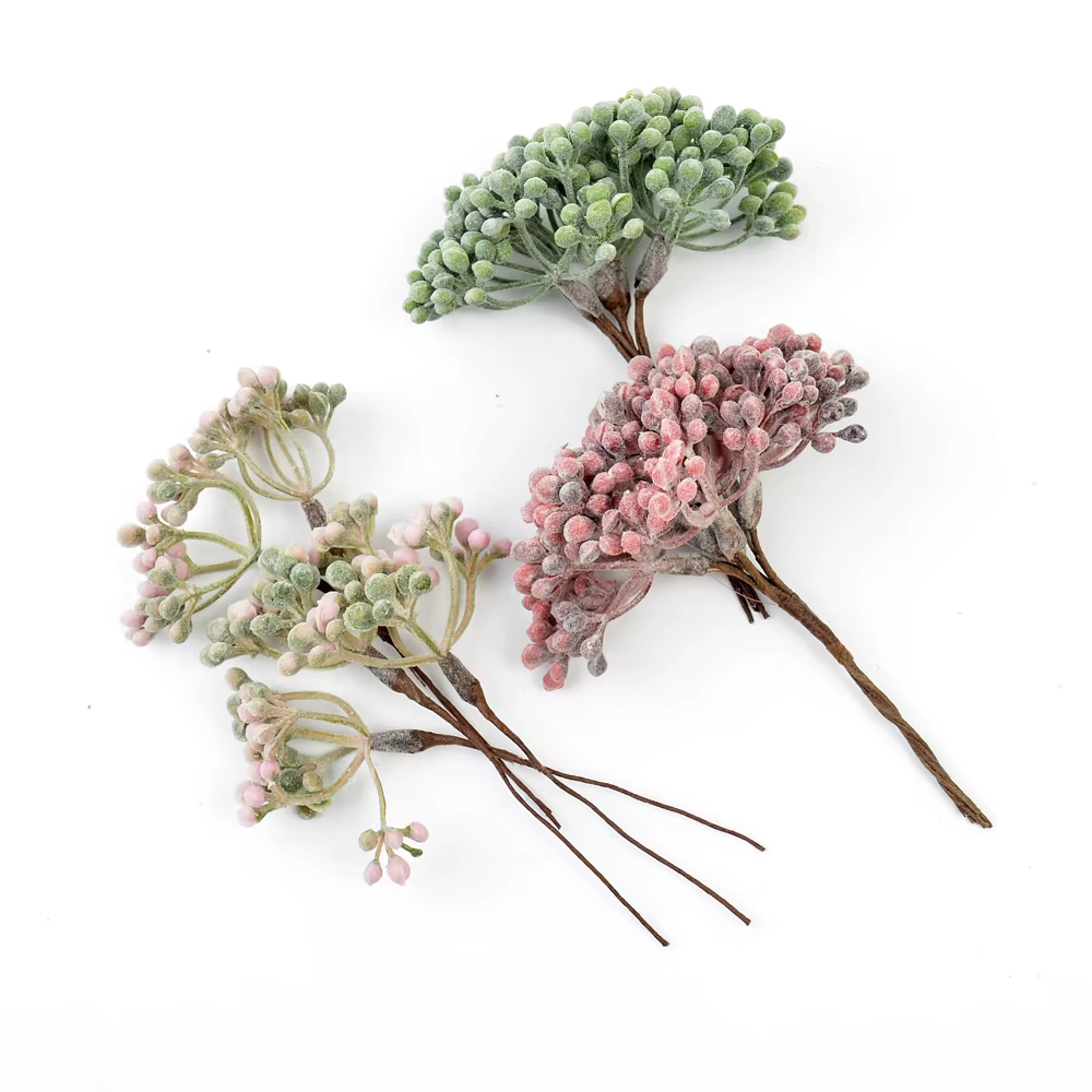 Bouquet de fleurs artificielles, baies, étamines, fausses plantes, pour décoration de maison, décorations de mariage, accessoires de guirlande artisanale, DIY, 1/3