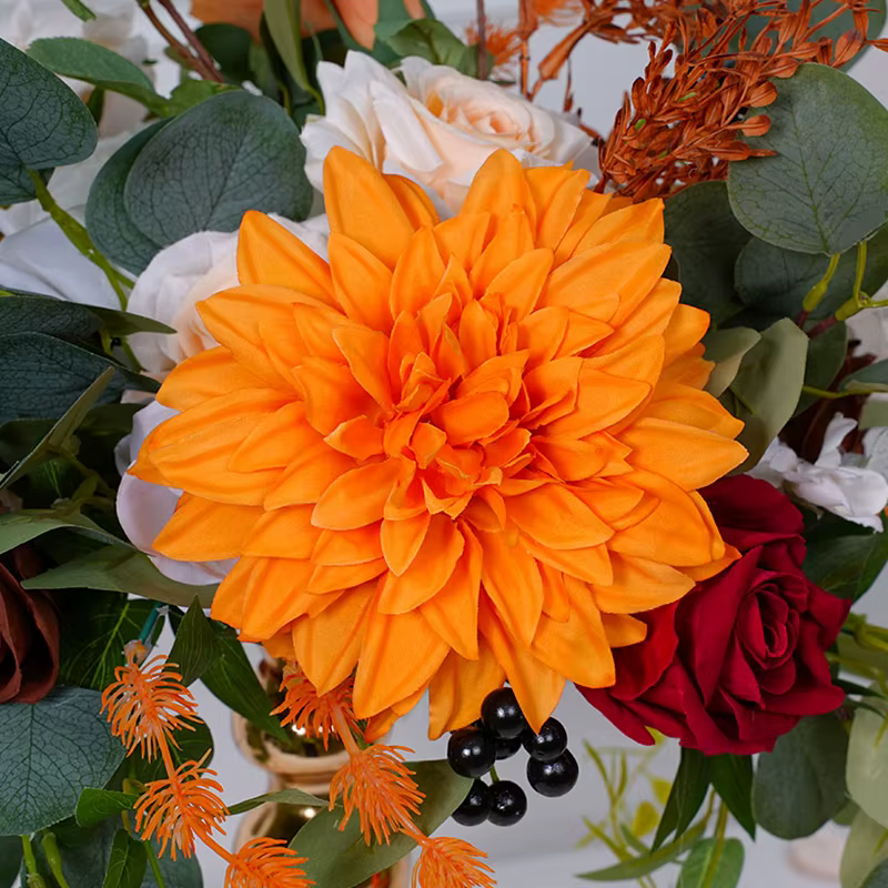 Vase de fleurs vert série de couleurs d'automne