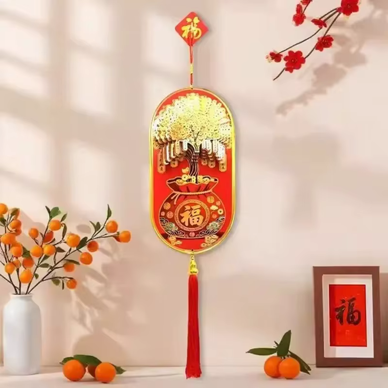 Nouvel arbre à monnaie 3D avec gourde dorée et pendentif
