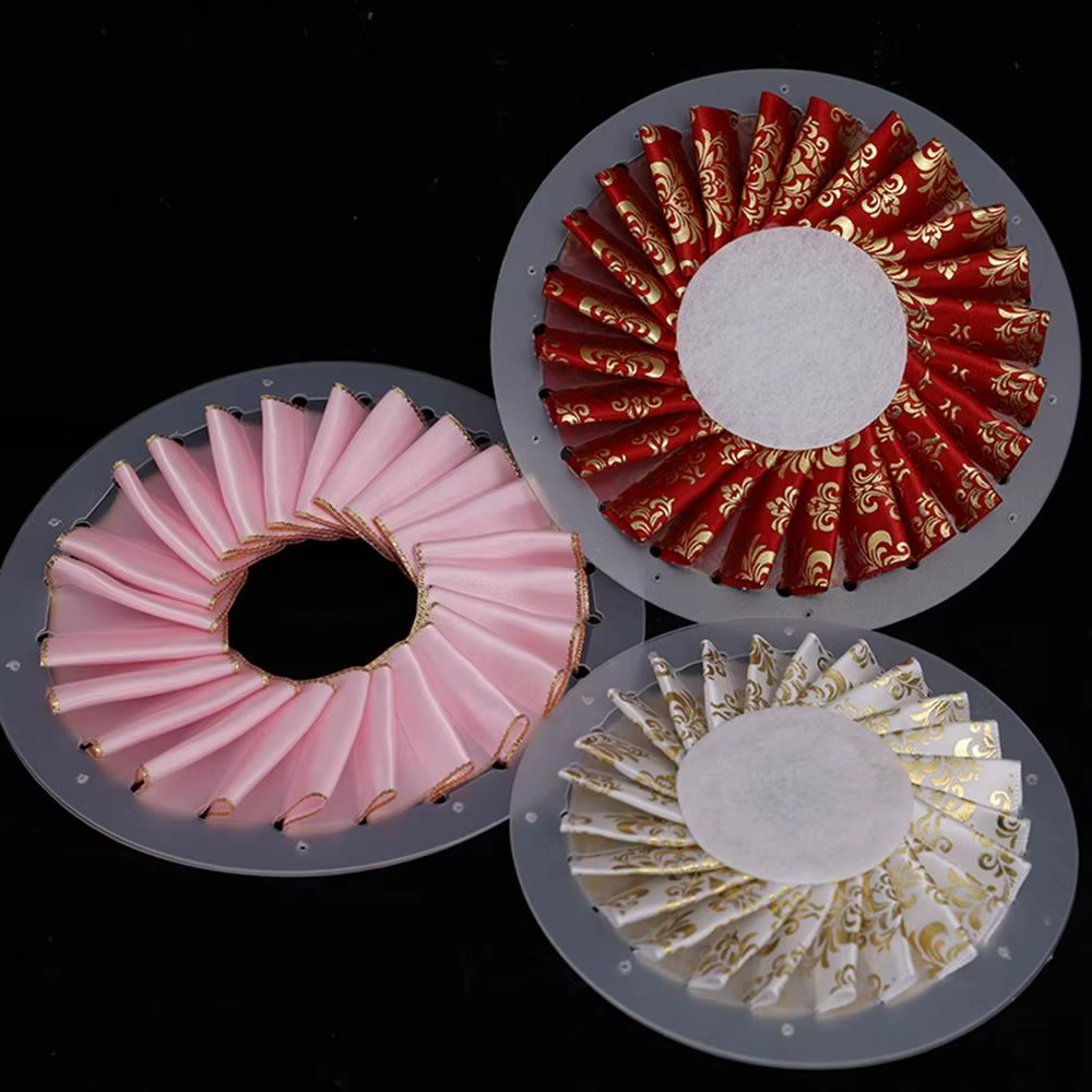 Outil de fabrication de rosettes en ruban DIY 9cm 12cm 15cm, pour fleurs en ruban et figurines de table transparentes, artisanat