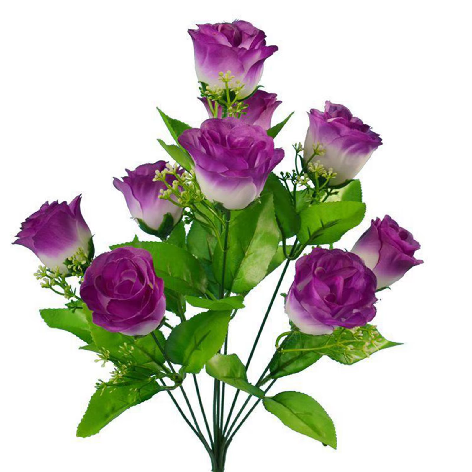 10 têtes tiges artificielles soie fausses fleurs Rose bourgeon Bouquet de mariée de mariage