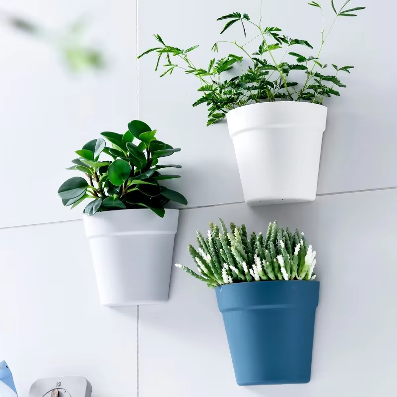 Pots de fleurs muraux en plastique pour la décoration intérieure