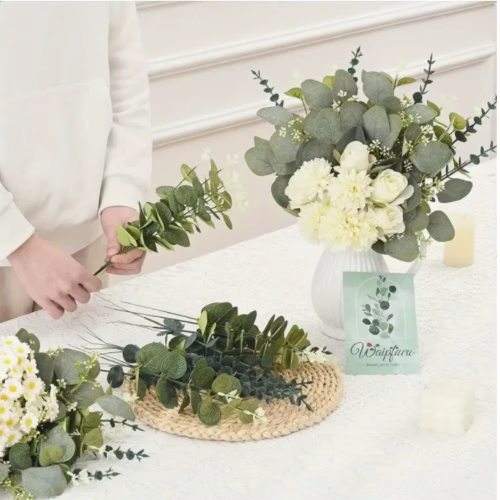 70 PCS Nouveaux Bouquets de Fleurs Artificielles en Feuilles d'Eucalyptus Décoration Maison DIY Arrangement Floral Mixte en Gros
