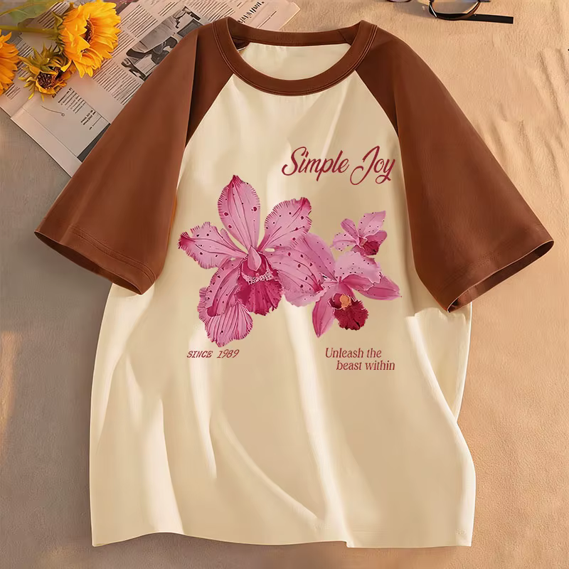 T-shirts à motif floral amusant pour enfants, t-shirt décontracté pour filles, été et printemps