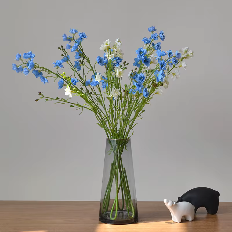 5 pièces violettes de luxe fleurs artificielles sensation hydratante Delphiniums Latex décor arrangements floraux fête