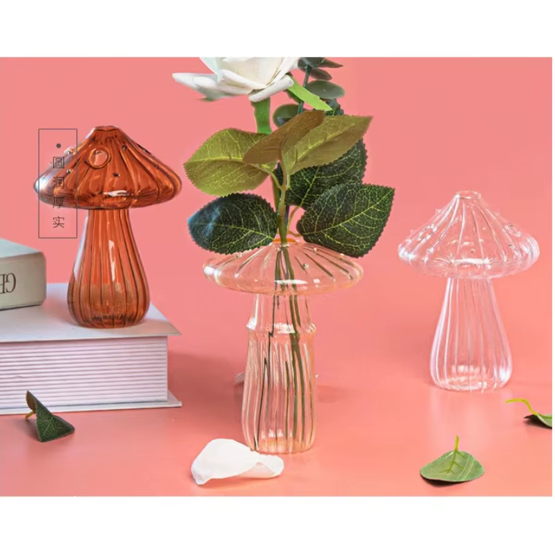 Vase Champignon Feng Shui en Verre pour Culture