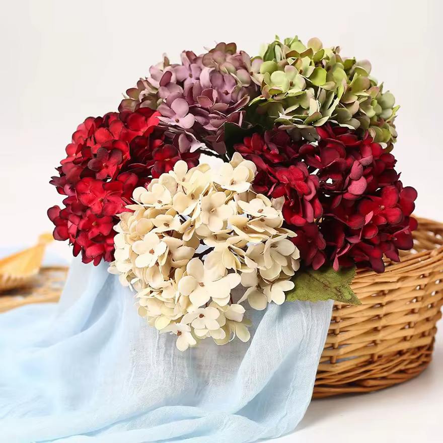 Fleurs artificielles hortensia mur de mariage maison festival décorations cuisine accessoire bricolage nuptiale bouquet scrapbook intérieur bonsaï