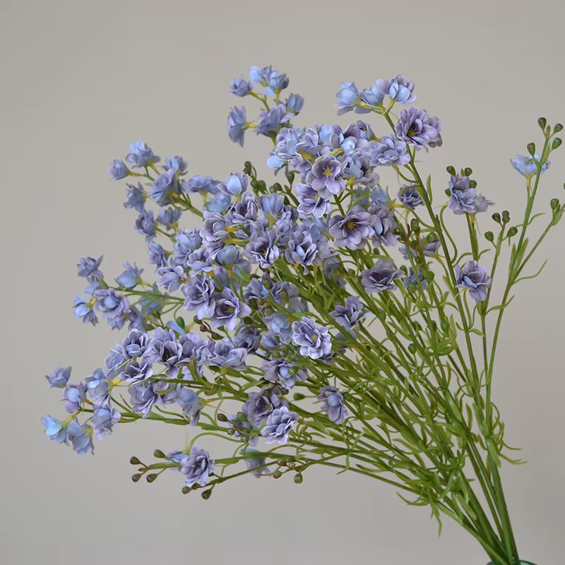 5 pièces violettes de luxe fleurs artificielles sensation hydratante Delphiniums Latex décor arrangements floraux fête