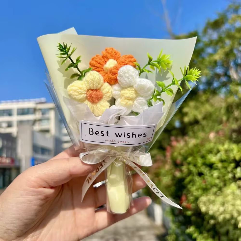 Bouquet de fleurs artificielles en laine