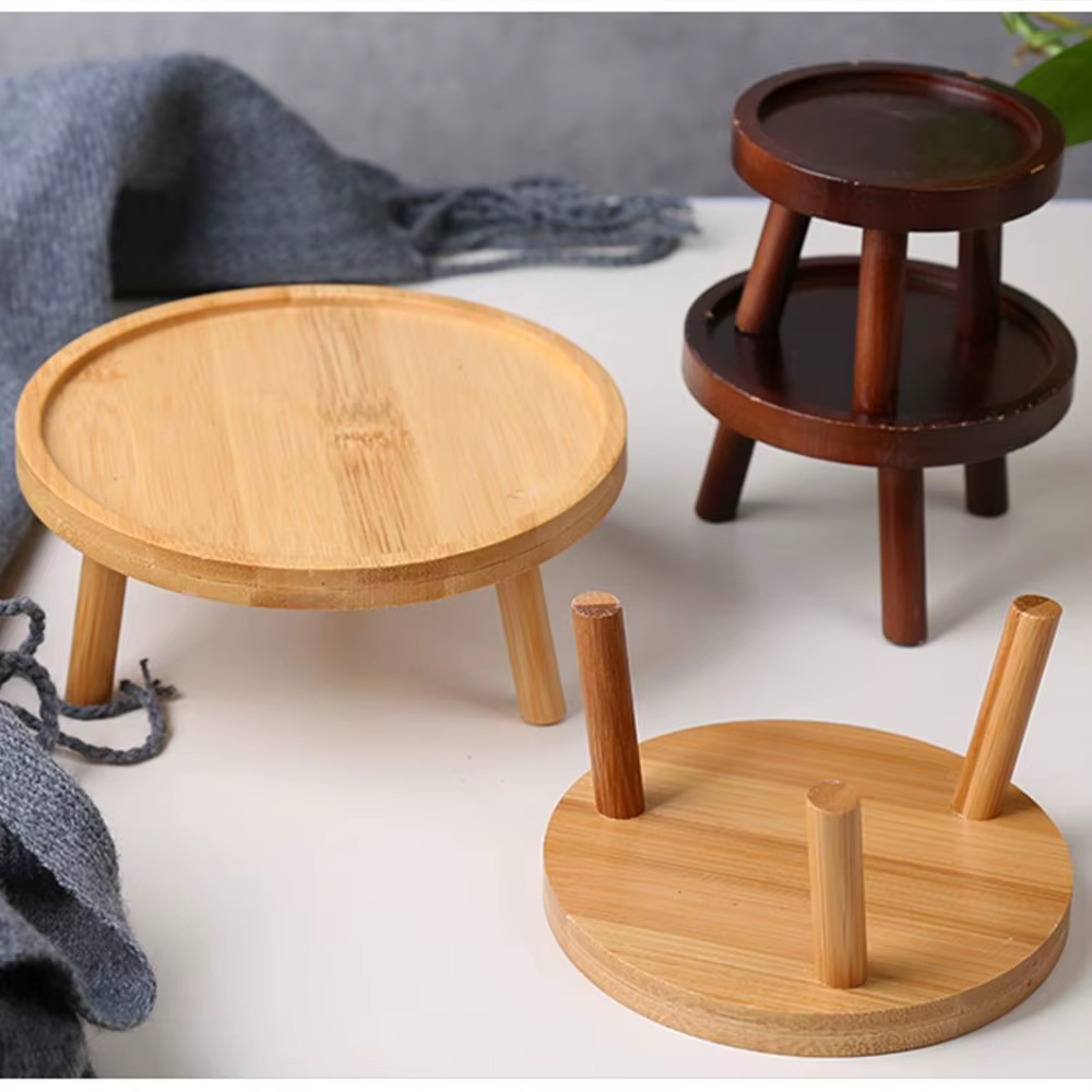 Support de Vase de jardin de fleurs succulentes en bois massif
