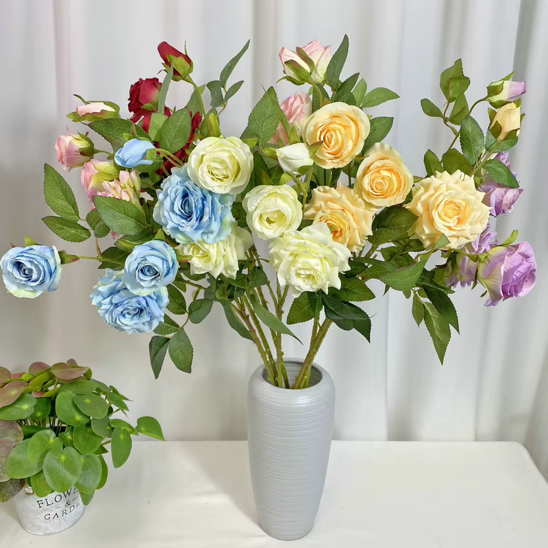 Nordique 5 têtes orchidée coeur corne Rose fleurs artificielles mariage soie fausse fleur Simulation Roses blanches branche décoration de jardin