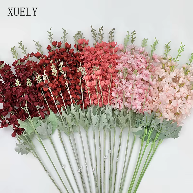 Branche de fleur artificielle Delphinium de 86 cm pour arrangement floral de mariage DIY