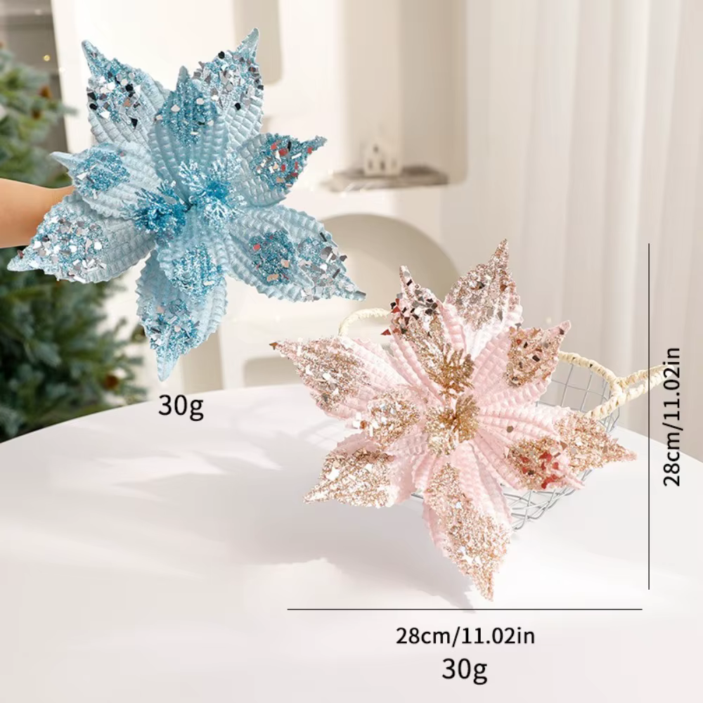 Poinsettia Artificiel Paillettes Fleur