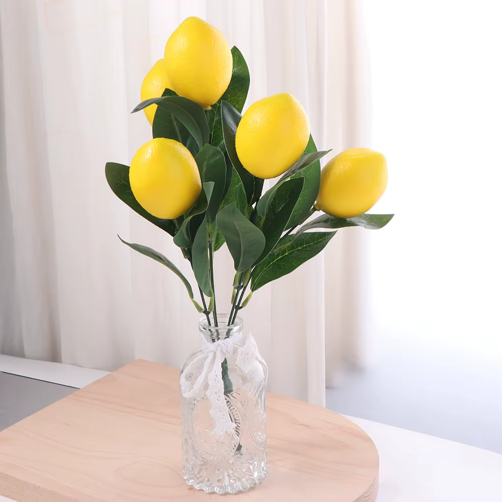 Accessoires de photographie, branches de citron artificielles faites à la main, simulation de citron en mousse DIY, plantes artificielles élégantes et réalistes, décoration de vase