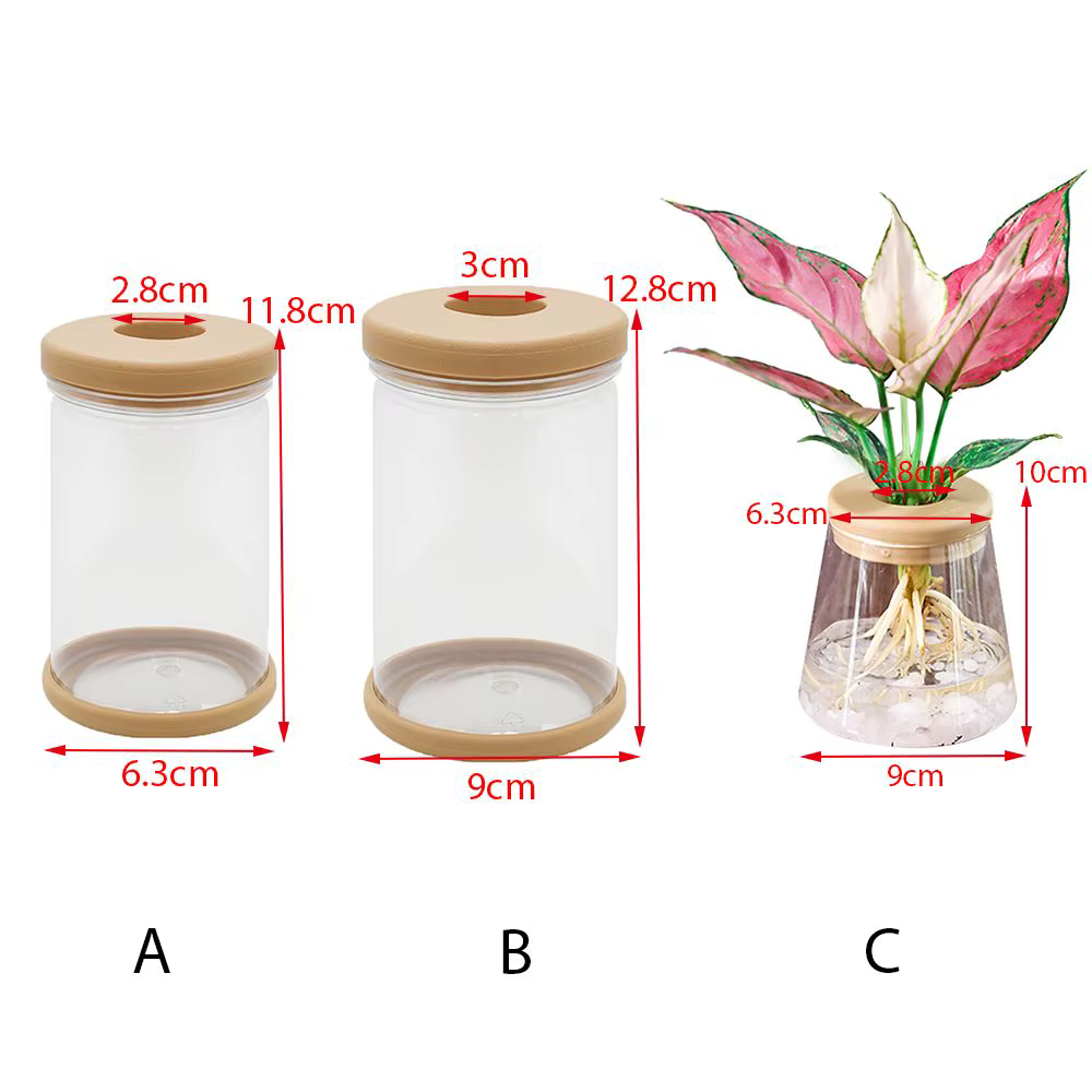 Pot de fleurs hydroponique en résine transparente imitation verre pour intérieur/extérieur