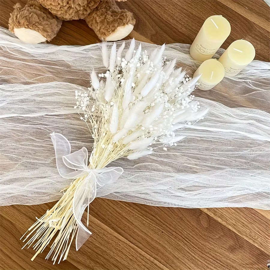 Bouquet de fleurs séchées blanches Gypsophila Boho Pampas