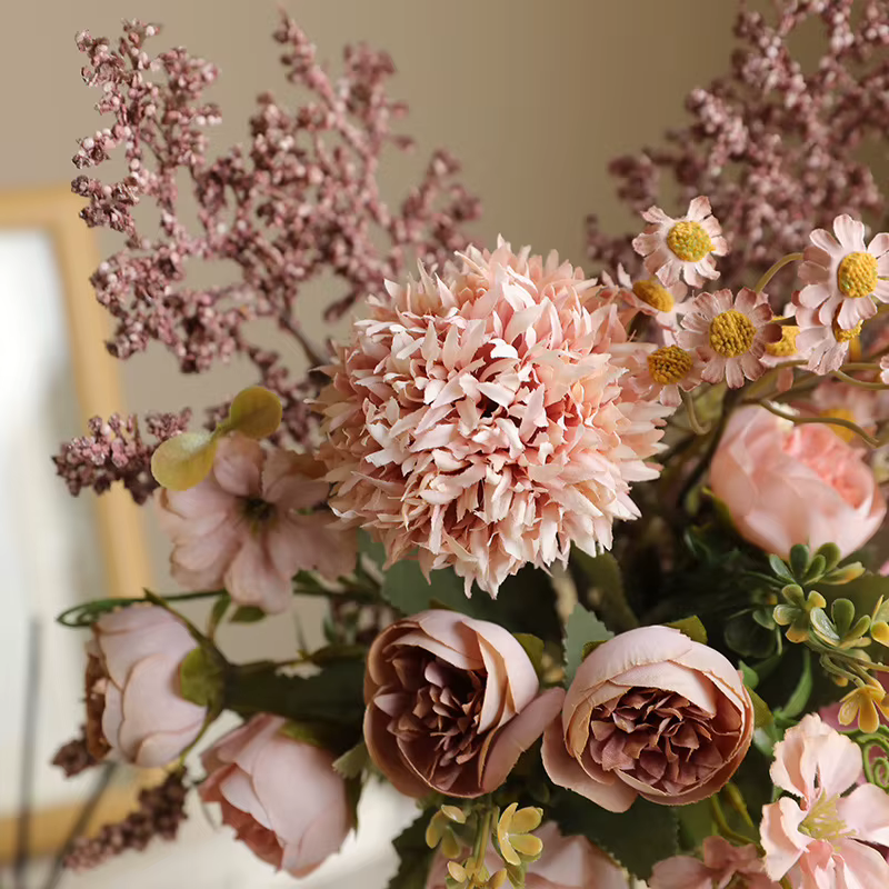 41CM Jiao Bian Lu Lian Qing Ren Cao faux Bouquet de fleurs rétro décoration de la maison