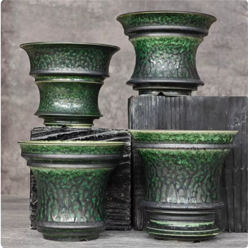  Pot en porcelaine vert algue pour plantes grimpantes
