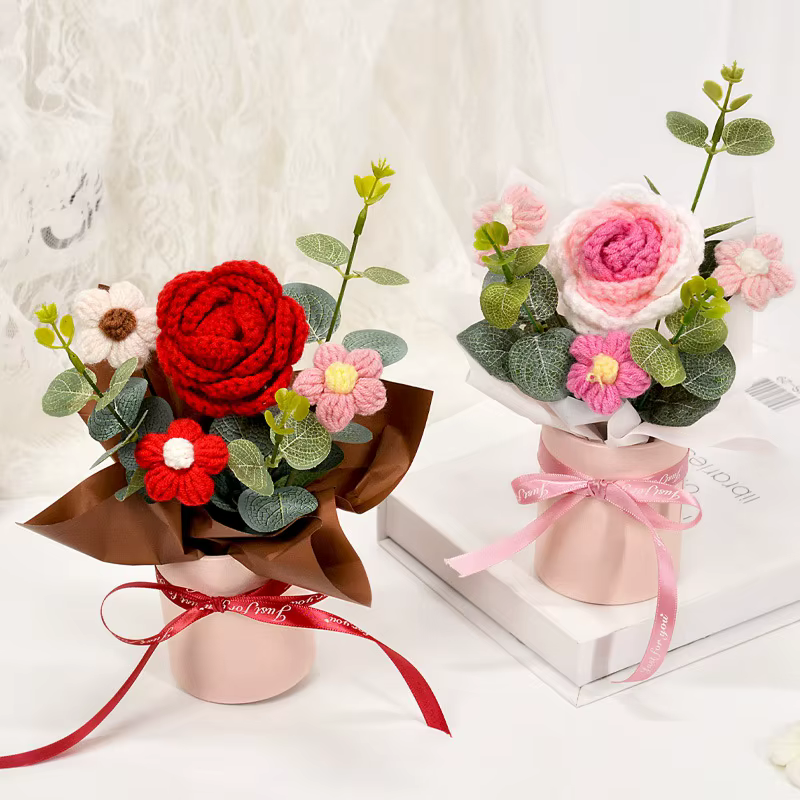 Bouquet de fleurs tricotées