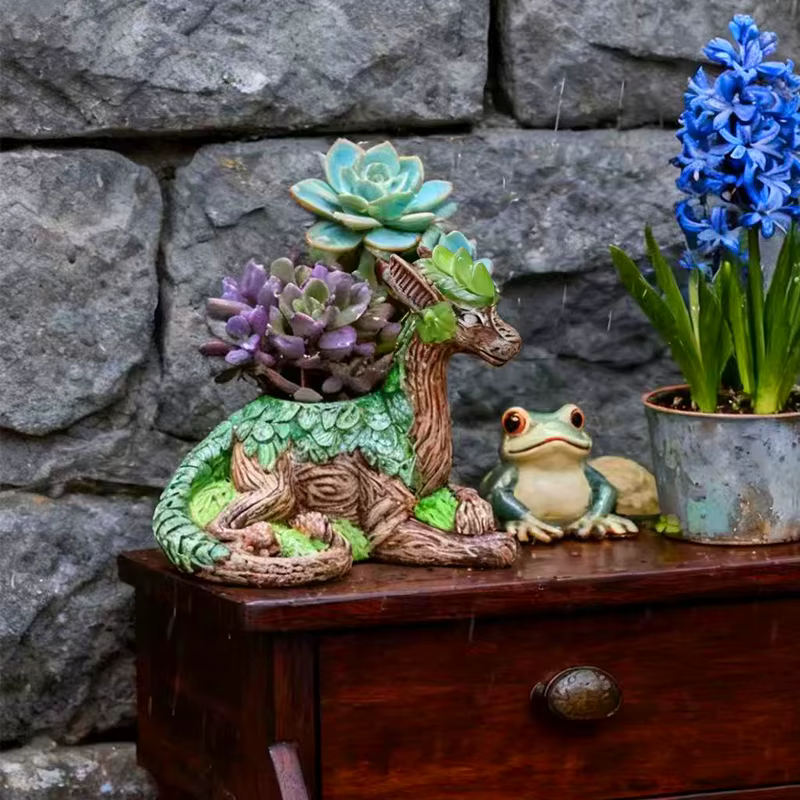 Pot de fleurs créatif en forme de dragon