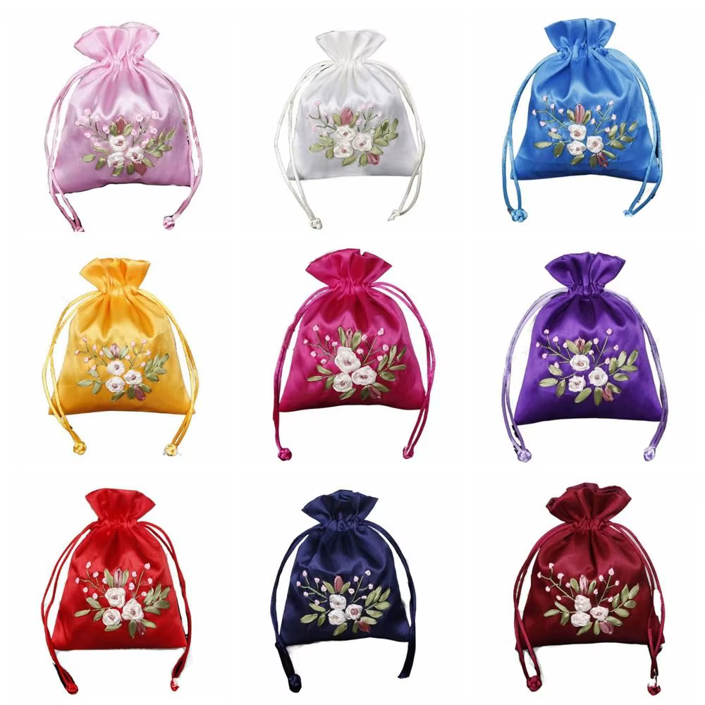 Sac à bonbons brodé fleur proximité wstring, sac pour rempli d'herbes parfumées, petites poudres grill, sac de rangement, sac cadeau, E27