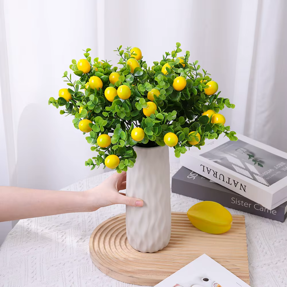 Branche de fleurs artificielles en eucalyptus citronné de 30 cm pour la décoration de la maison