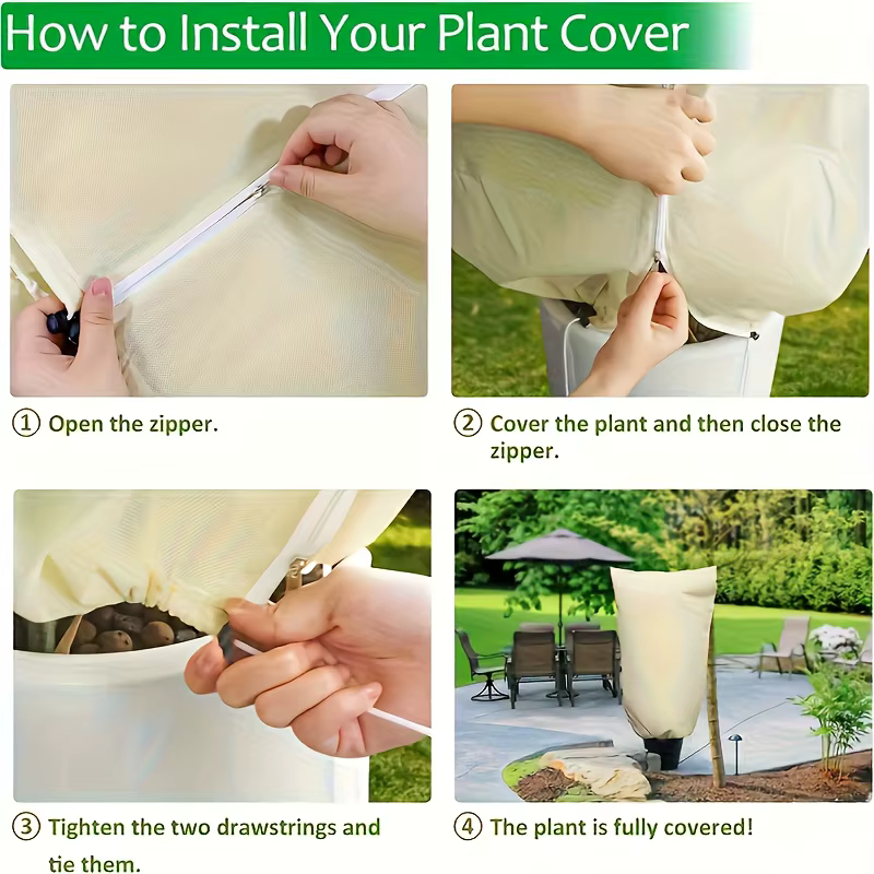 Paquet de 3 housses de Protection contre le gel pour plantes beiges