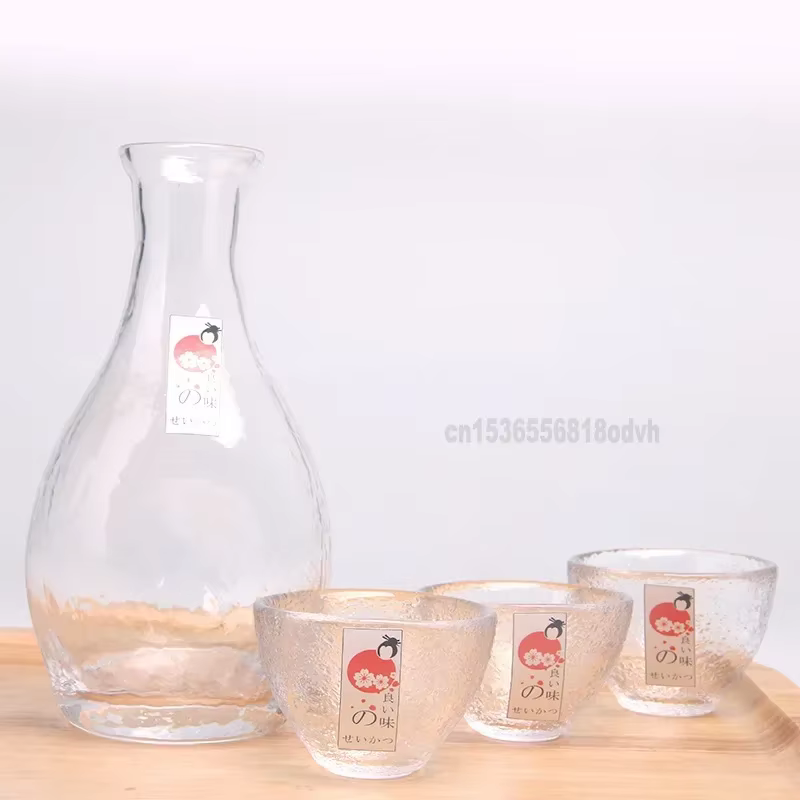 Ensemble de verre à vin de style japonais, pot à saké avec trois verres, design givré marteau, ensemble de pot cadeau, élégant