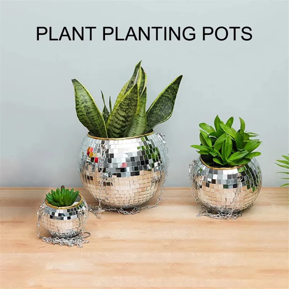 Chang Ball-Pot de Fleur Rond en Plastique avec Miroir