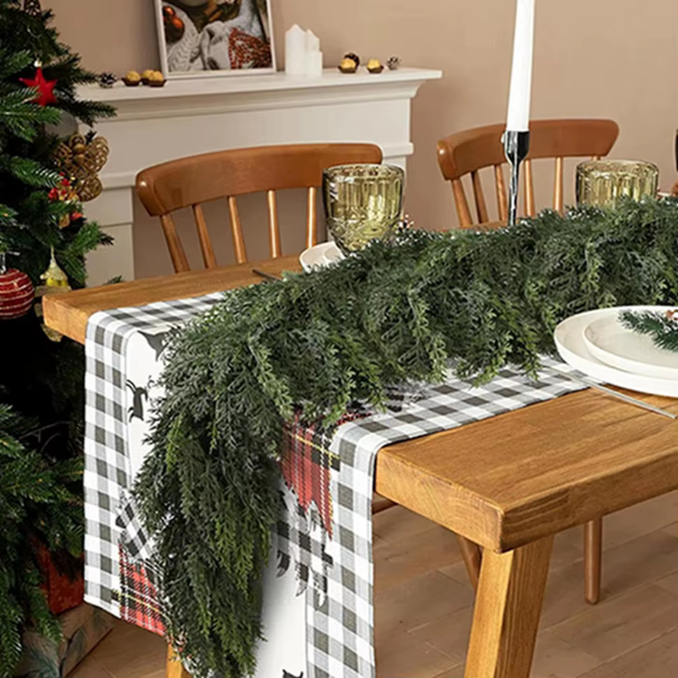 275Cm Plantes Artificielles Arbre De Noël Cyprès Feuille Couronnes Maison Partie Distinctif Décor Extérieur Yard Pin Rotin Ornement