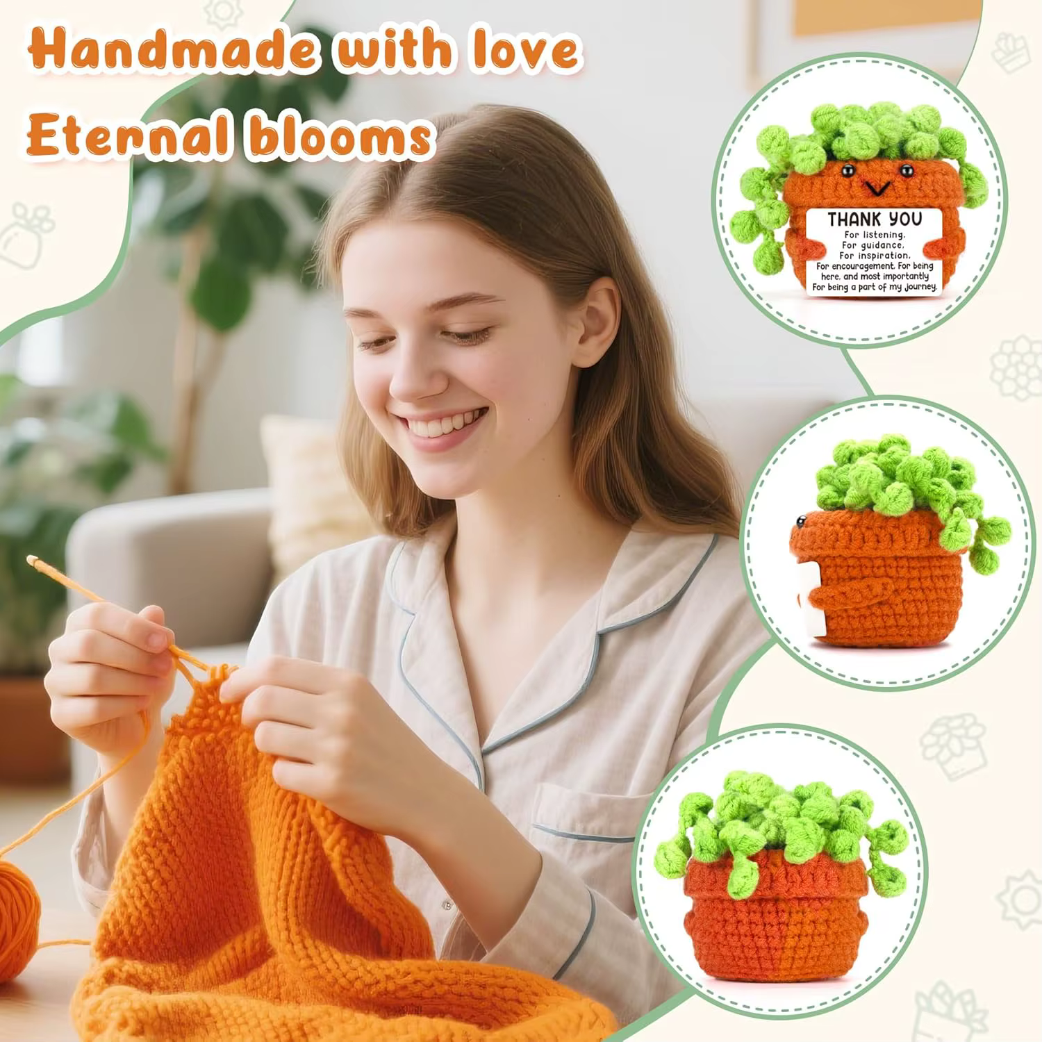 Décoration de plante positive au Crochet faite à la main