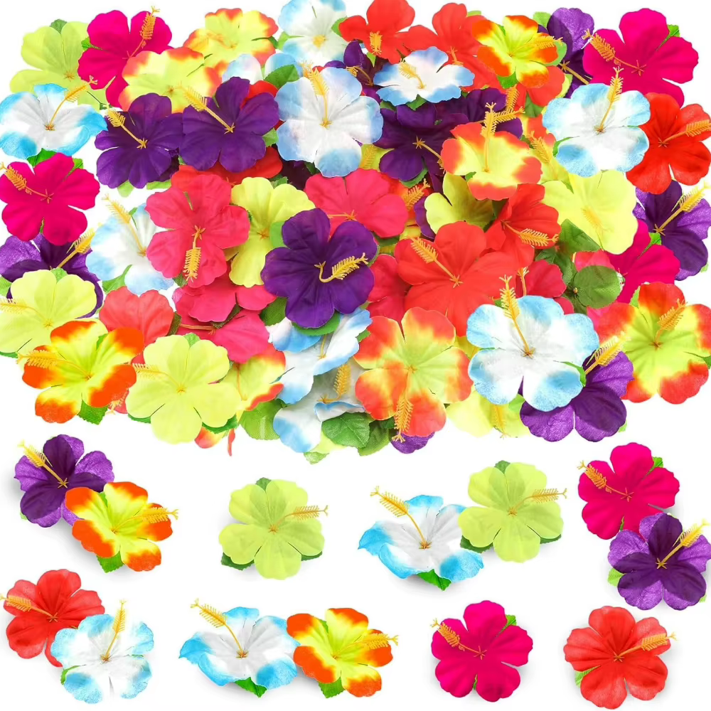24/48 fleurs d'hibiscus artificielles