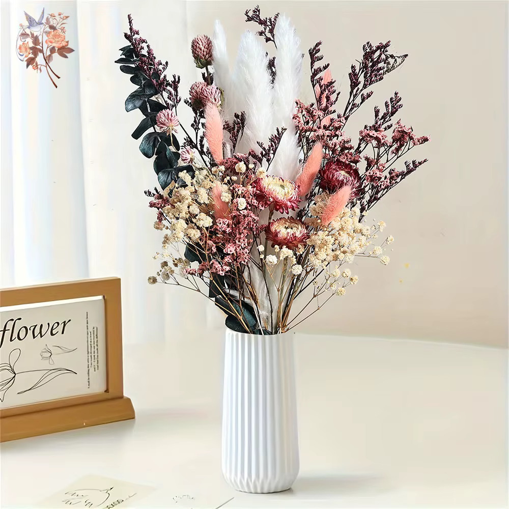 Nature sec Helichrysum Bracteatum Eucalyptus Bouquet de fleurs colorées Boho Chic centres de table pour mariage Pampas herbe décor à la maison
