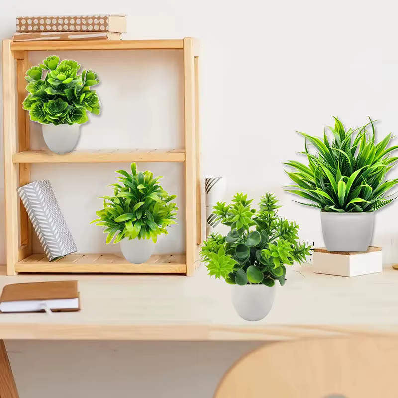 Bonsaï artificiel vert fausse plante plantes en pot décorations intérieures et extérieures de chambre à coucher de