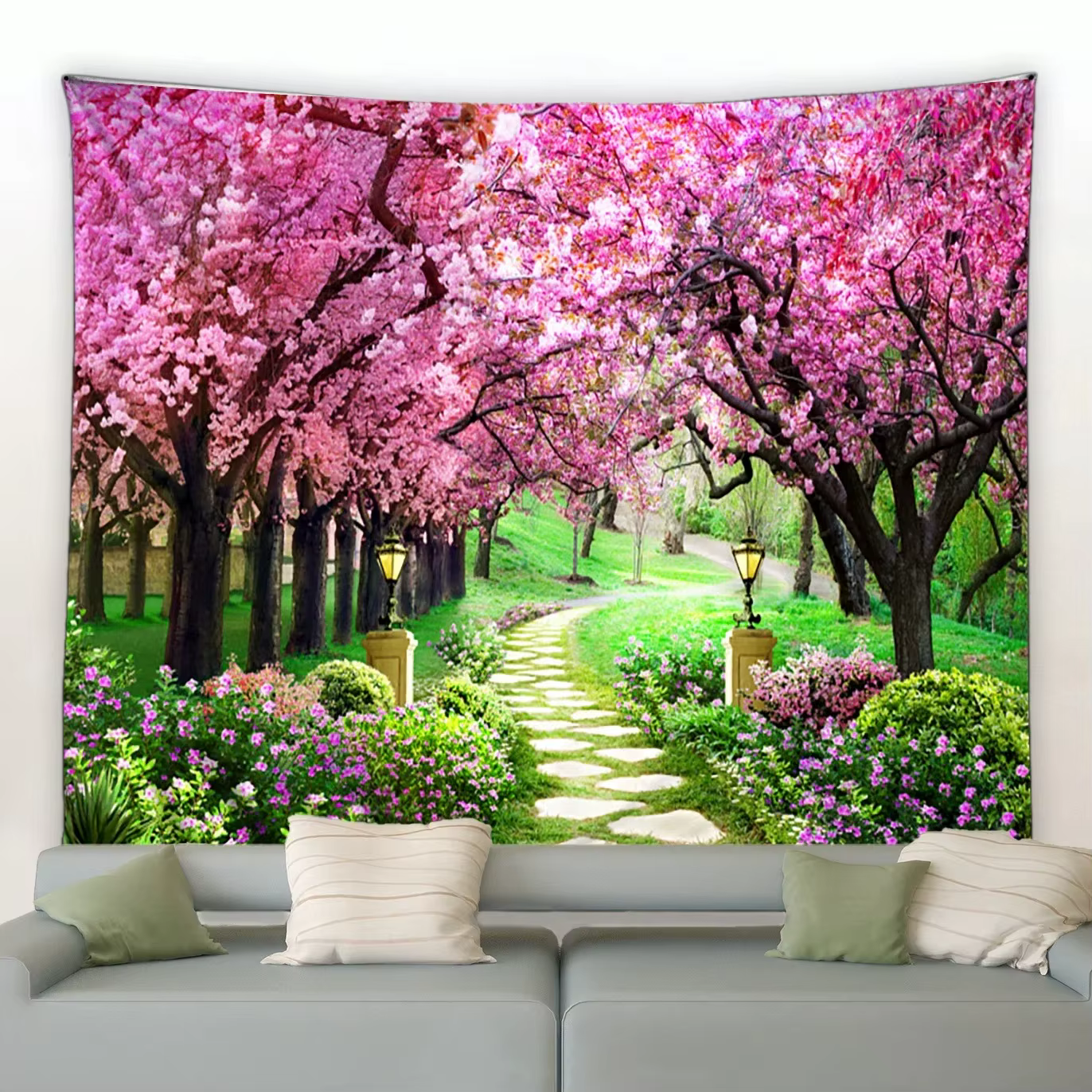 Tapisserie de fleurs de jardin de printemps, décor mural, maison, salon
