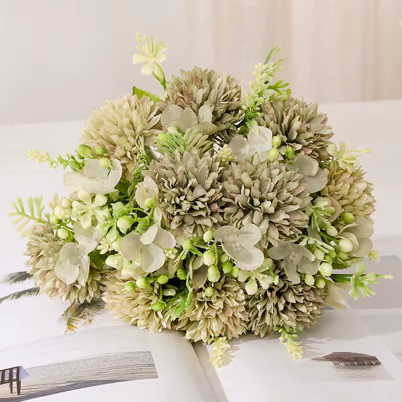 Bouquet de fleurs d'hortensia artificielles roses