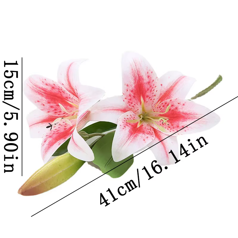 Fleurs artificielles en soie faux Bouquet de lys 41cm de long bricolage créatif deux