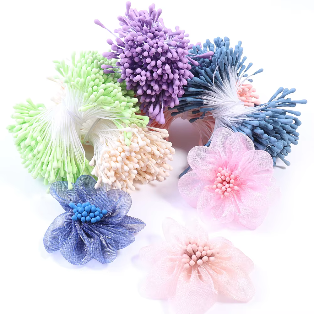 Environ 380-400 pièces Mini fleurs étamine multicolore noyau de fleur artificielle pour bricolage fête de mariage accessoires de décoration de la maison