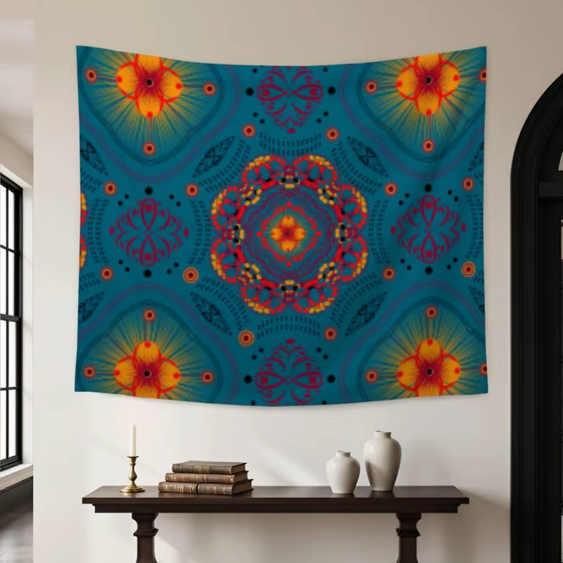 VIKAMA Tapisserie murale vintage bohème mandala en polyester