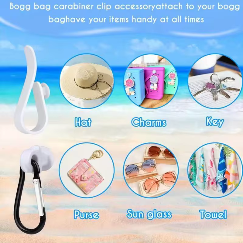 Kit complet d'équipement de plage 3 pièces comprenant un crochet portable, un porte-clés, une mousquetelle et un porte-gobelet pour tous les amateurs de plage
