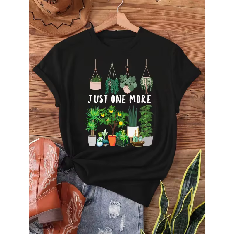 T-shirt à motif de plantes pour femme