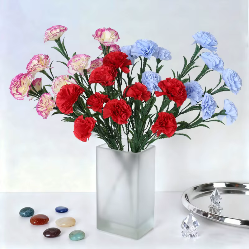 Soie artificielle violet œillets plante florale jardin décor Simulation 10 têtes
