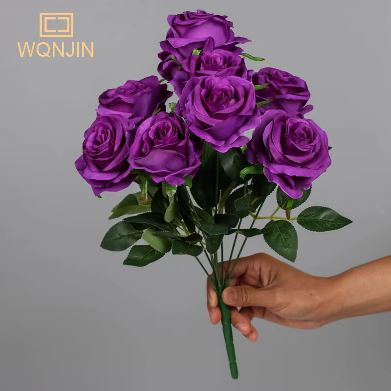 Fleurs artificielles violettes à 9 têtes