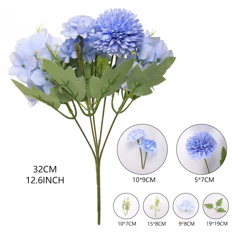 Bouquets d'hortensias artificiels mixtes