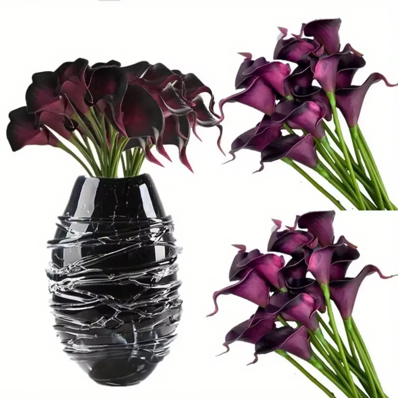 Bouquet de lys Calla artificiel – Fausses fleurs violettes réalistes pour mariages