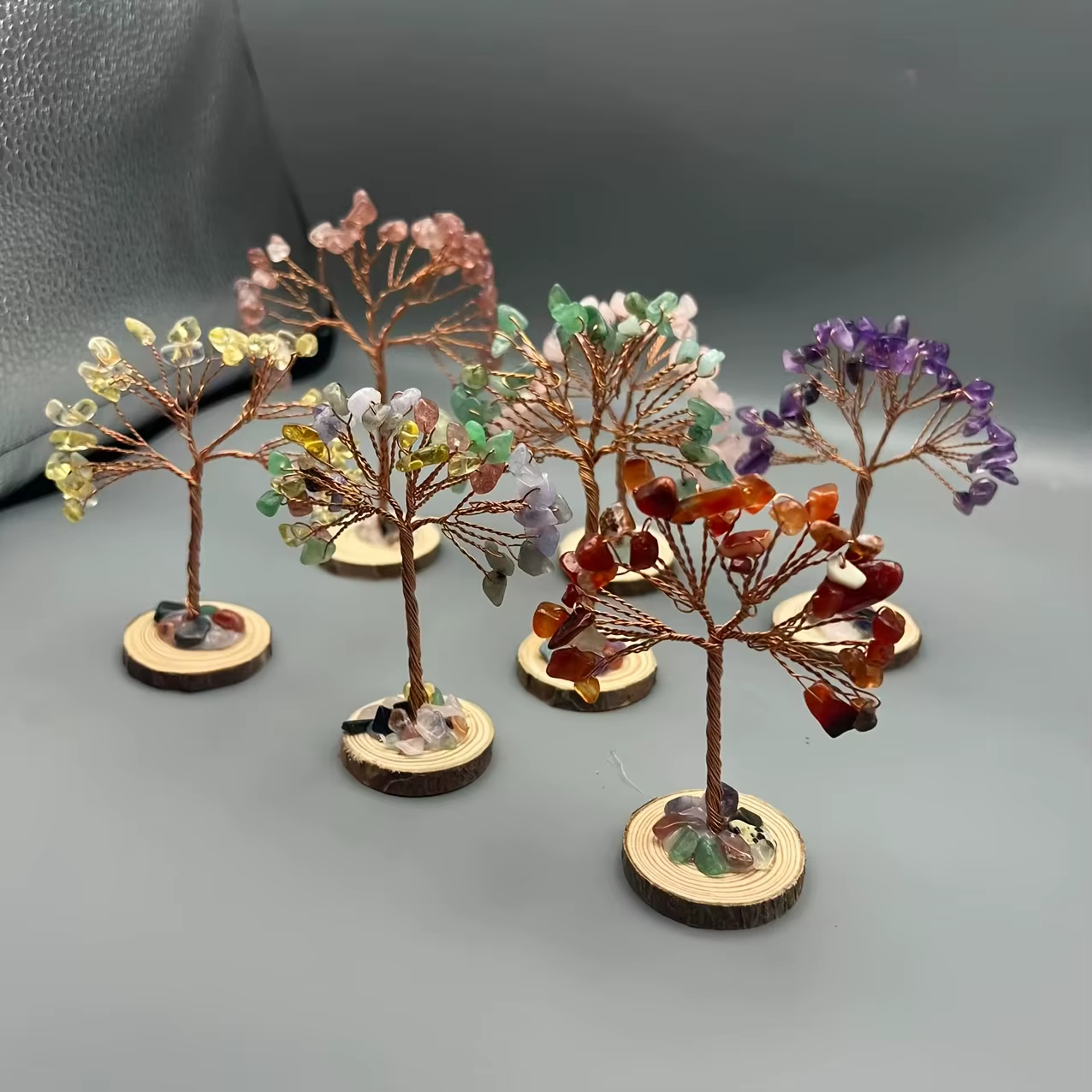 Arbre à argent en pierre naturelle, base colorée, décoration d'intérieur