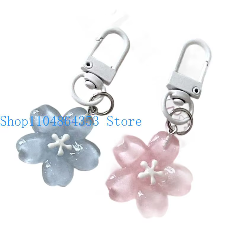 Porte-clés en résine en forme de fleur, accessoire multifonctionnel mignon, adapté aux sacs d'école, pochettes à cosmétiques, cadeau surprise d'anniversaire