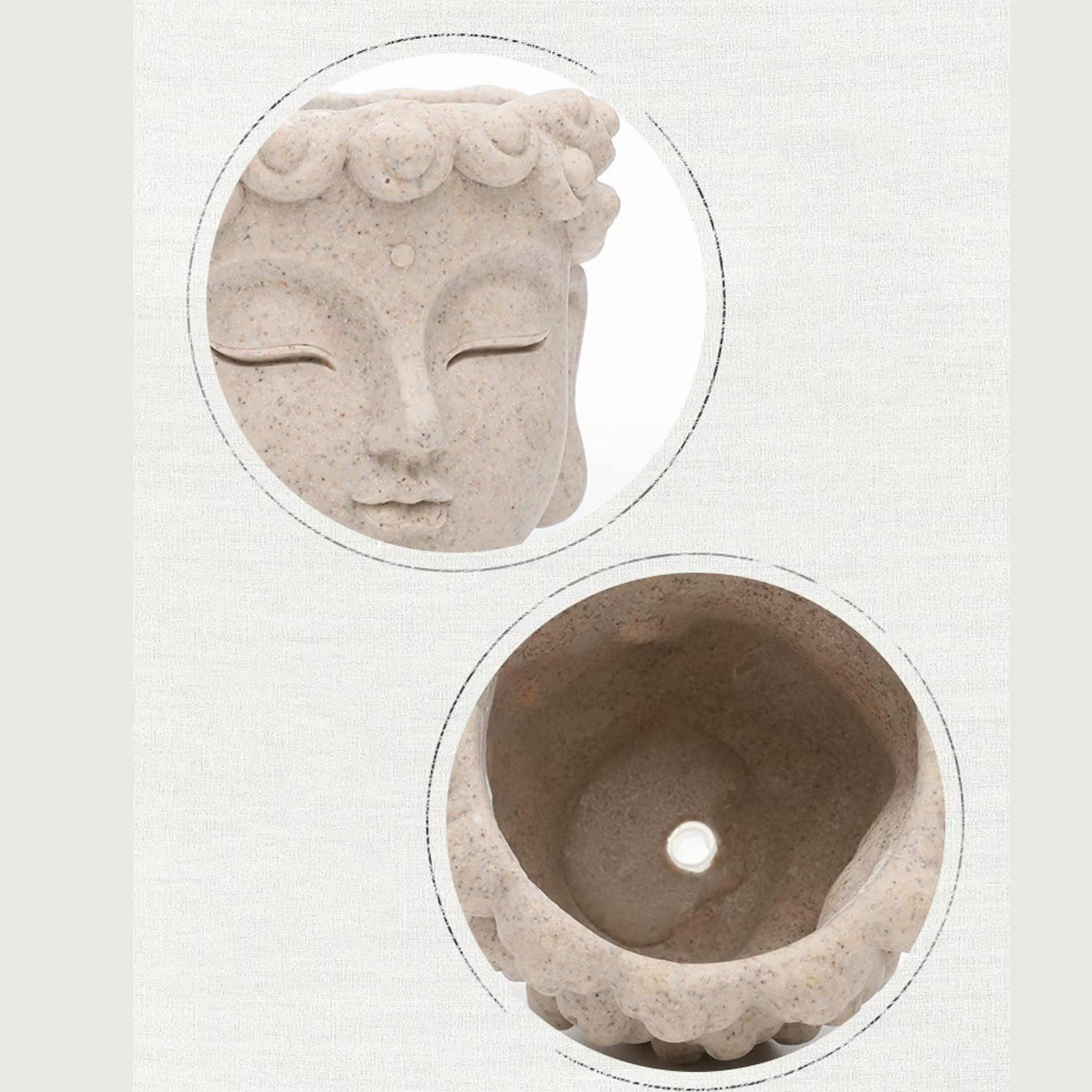 Pot de fleurs en forme de tête de Bouddha